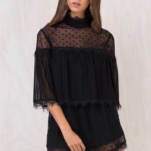 Elegant Black Sheer Polka Dot jumper